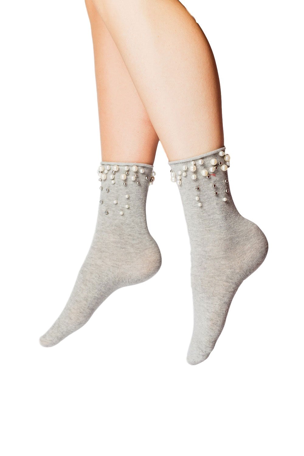 Plain Knit Beaded Ankle Socks 467