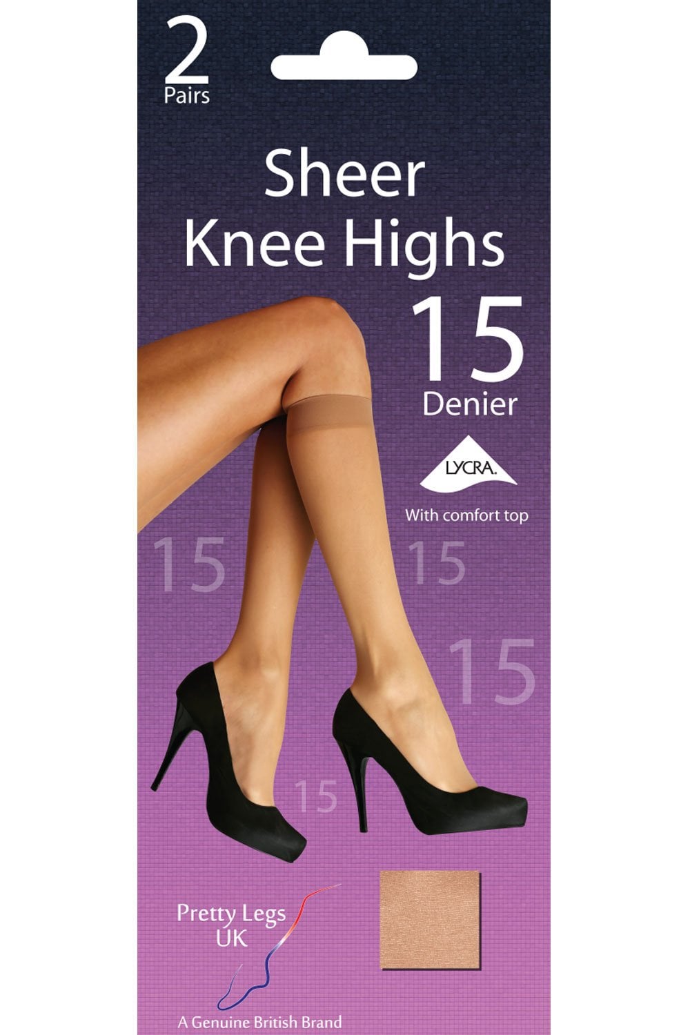 15 Denier Lycra Knee Highs 2PP