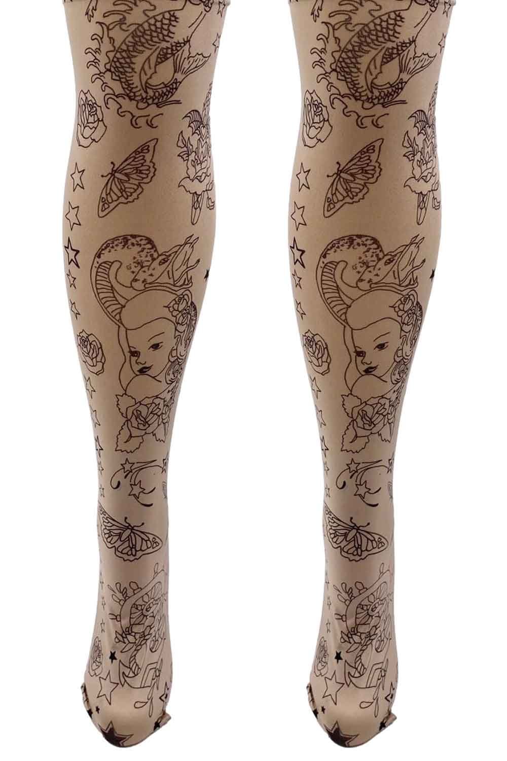 Tattoo Print Tights