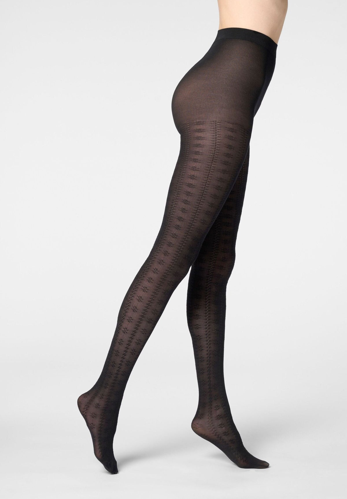 Soft Lyocell Tights Texture Grace - Black