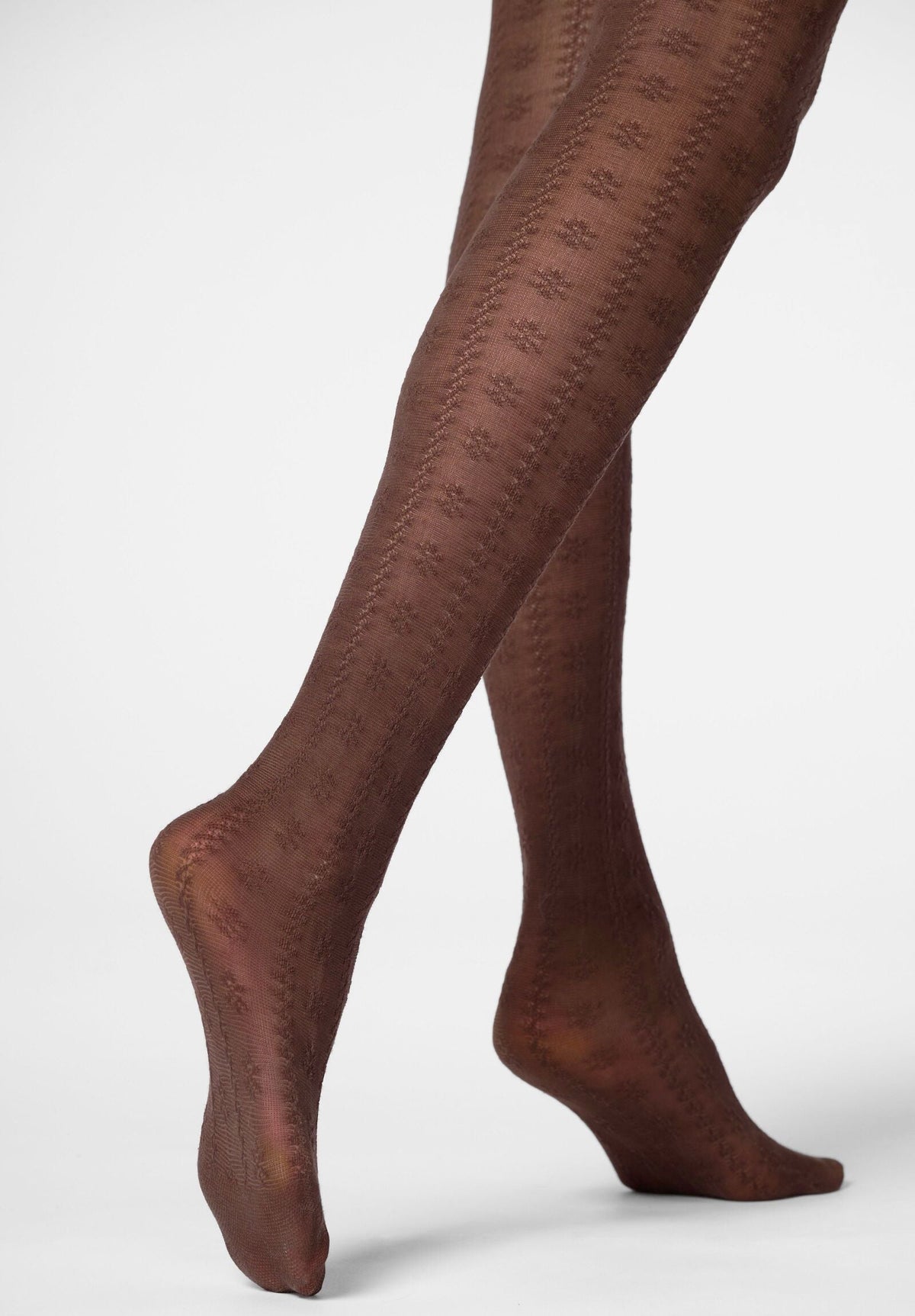Soft Lyocell Tights Texture Grace - Chocolate 3