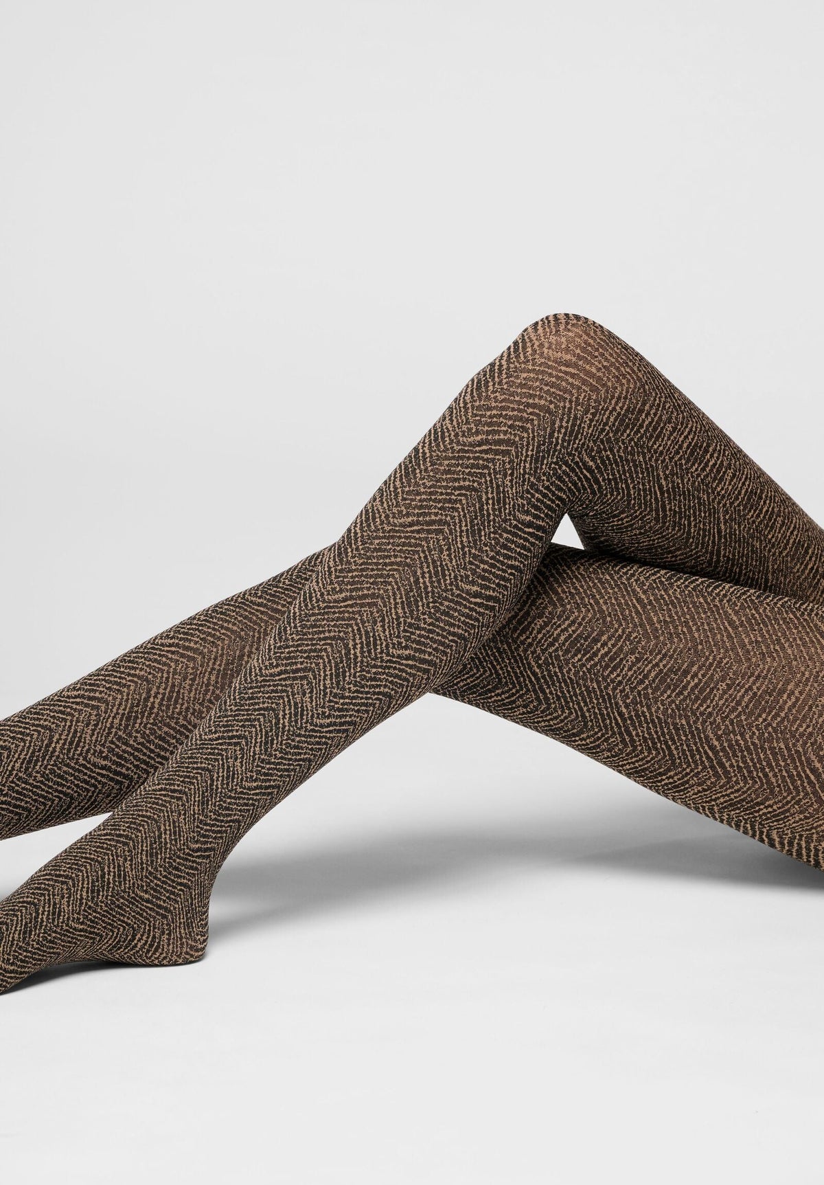 Opaque Tights Irregular Chevron 60 - Camel Chevron