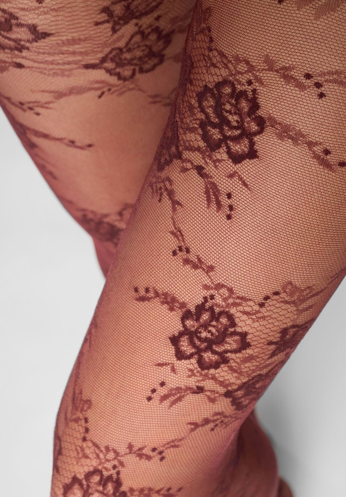 Pure Lace 20 Floral Sheer Tights - Bordeaux 11
