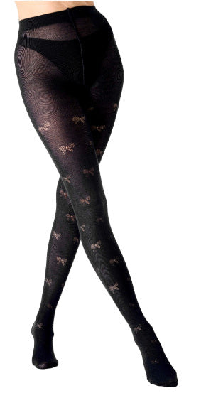 Bow Opaque Patterned Tights AYW7