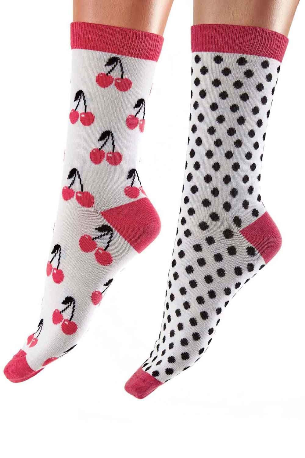 Cherry Pattern Bamboo Socks 2PP EYE3