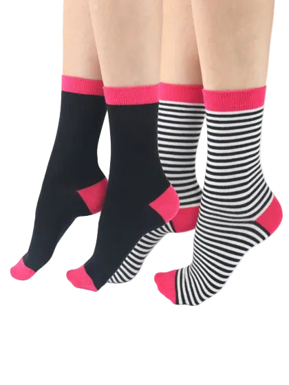Stripe Plain Mix Bamboo Socks 2PP EYY7
