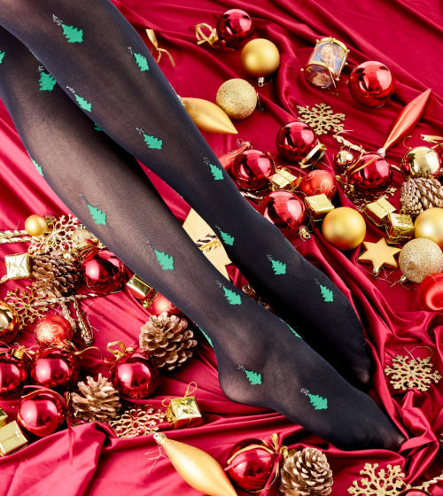 All Over Christmas Tree Opaque Tights AYT6