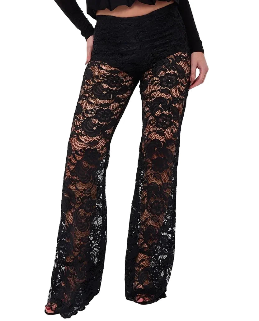 Sheer Floral Lace Trousers