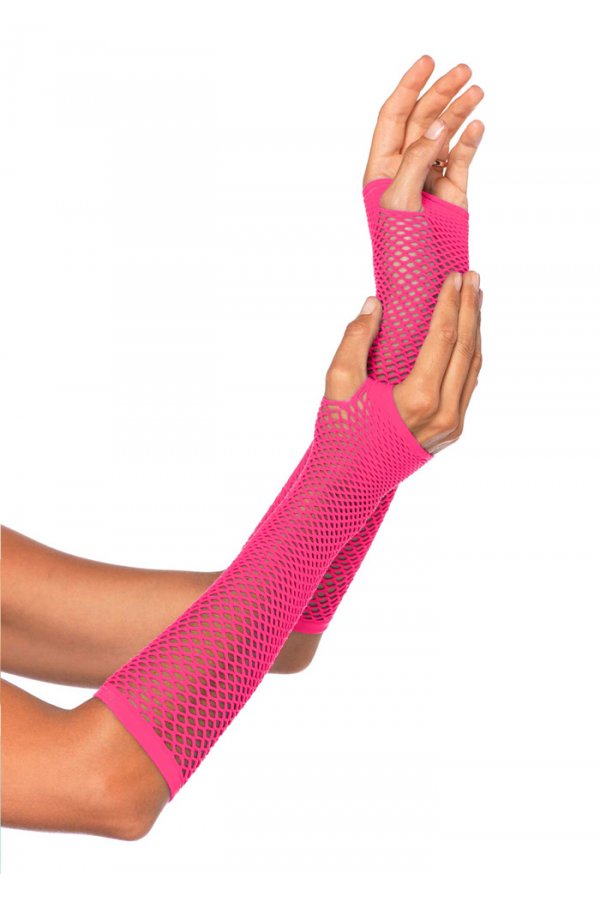 Long Fingerless Fishnet Gloves