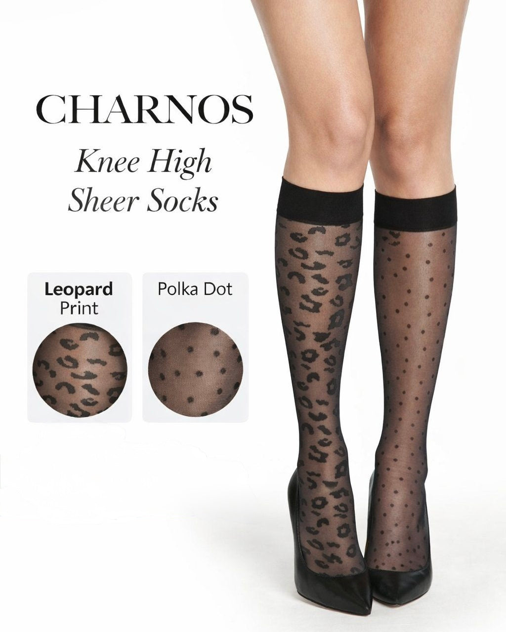 Leopard Print & Spot Knee Highs 2 Pair Pack
