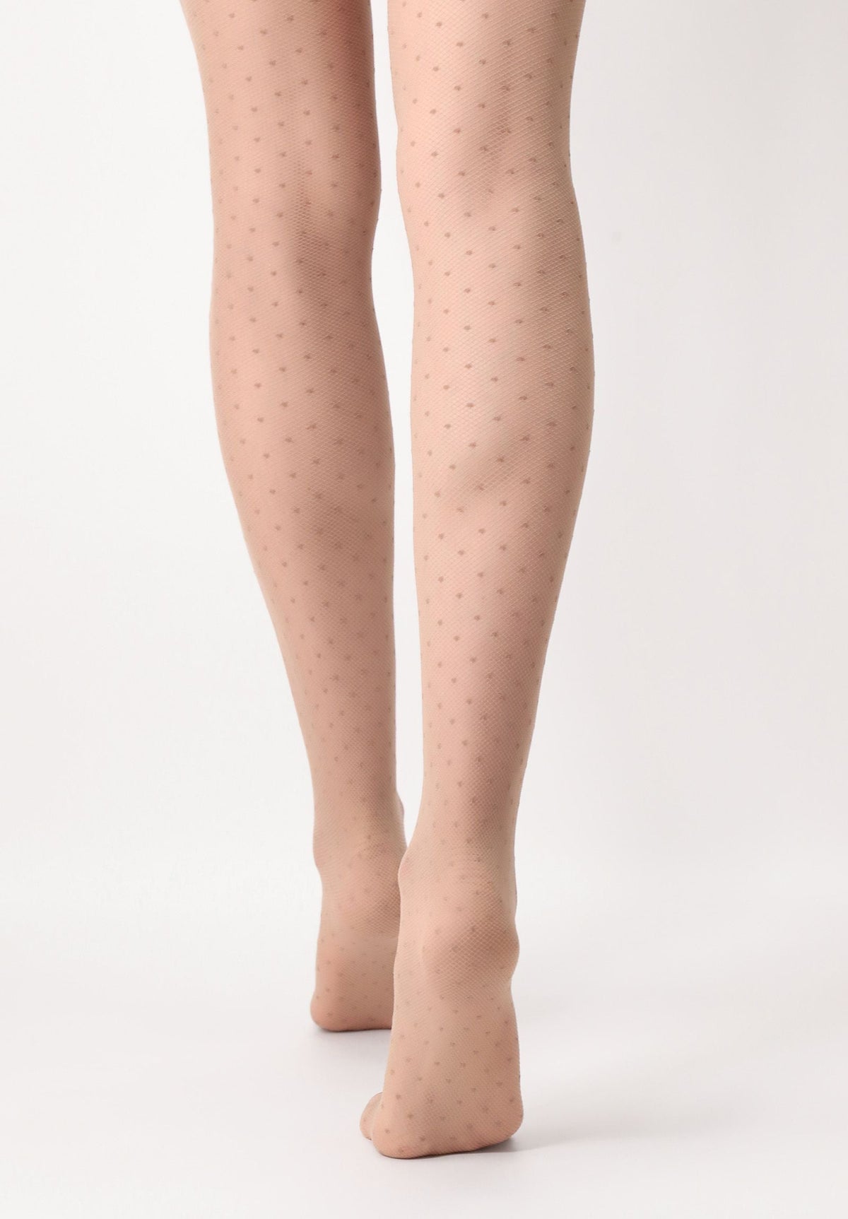 Tulle-effect Sheer Tights with Micro Polka Dots Plumetis 30 - Nude