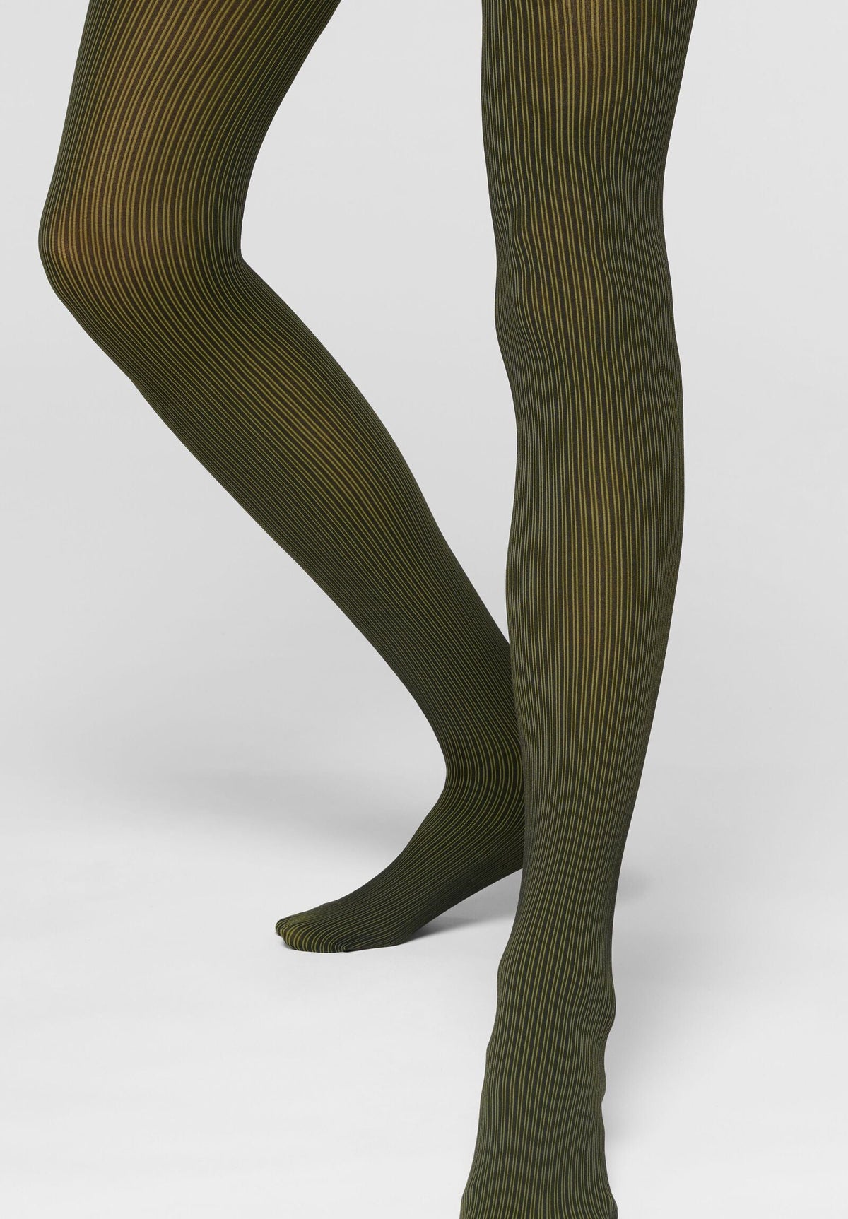 Opaque Tights Vertical Rib 60 - Black and Green