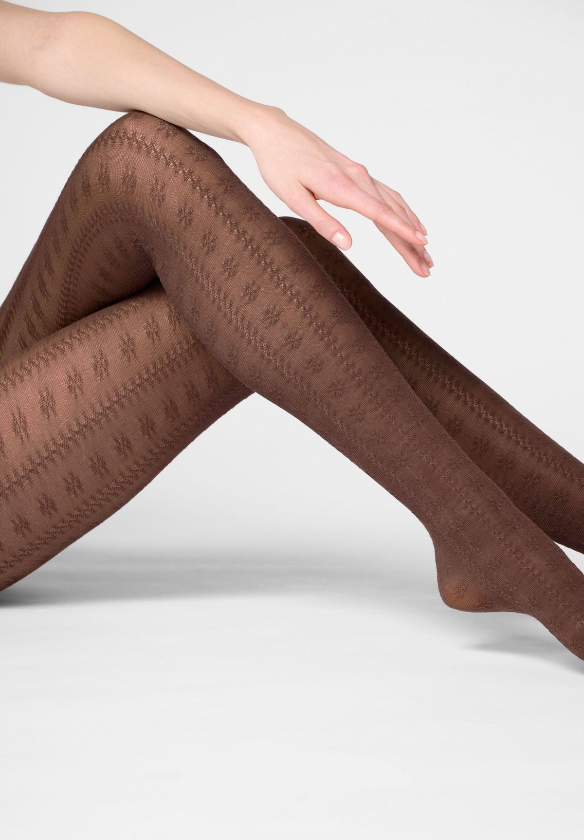 Soft Lyocell Tights Texture Grace - Chocolate 3