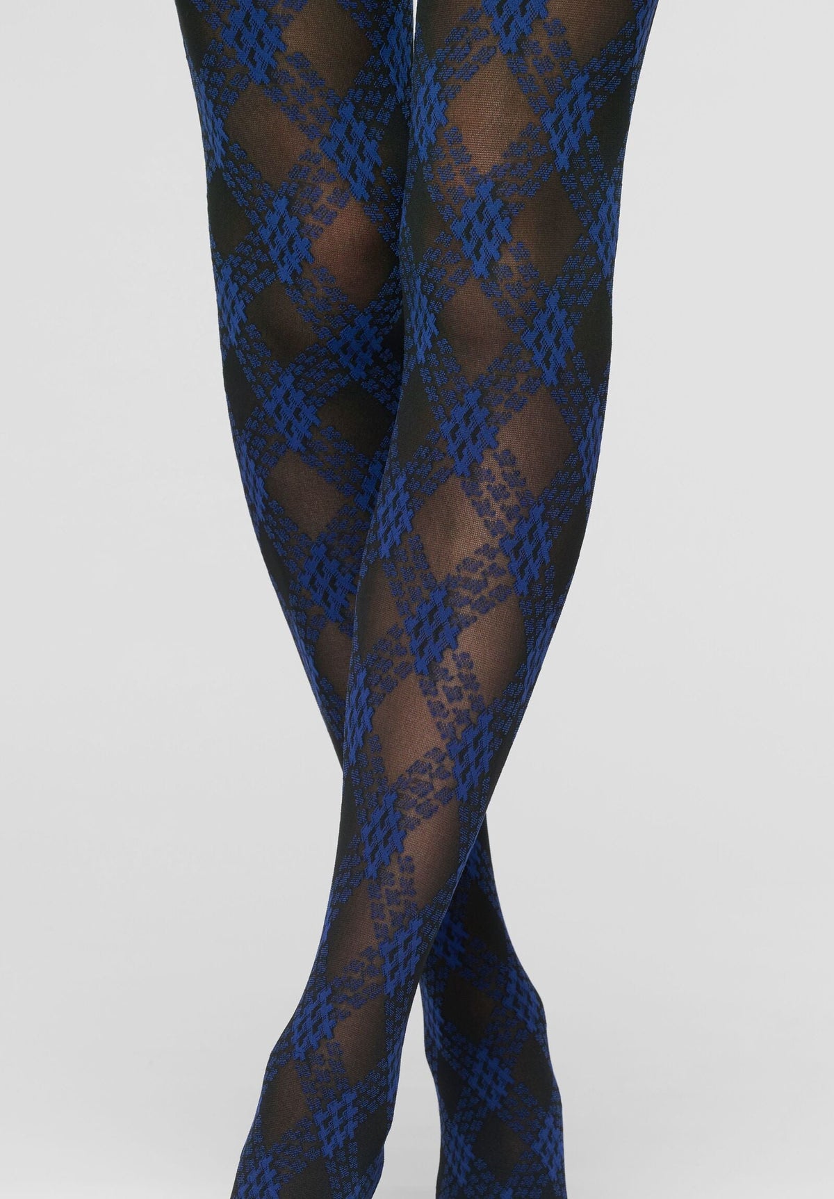 Semi-Opaque Tights Urban Grid 40 - Black and Navy Blue