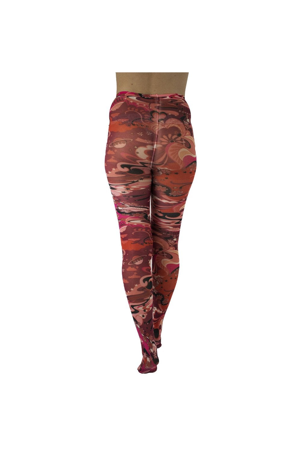 Outer Space Burgundy Printed Tights