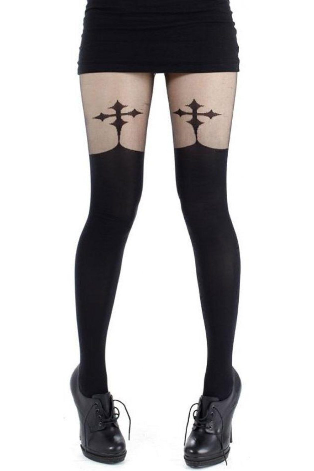 Goth Cross Suspender Tights