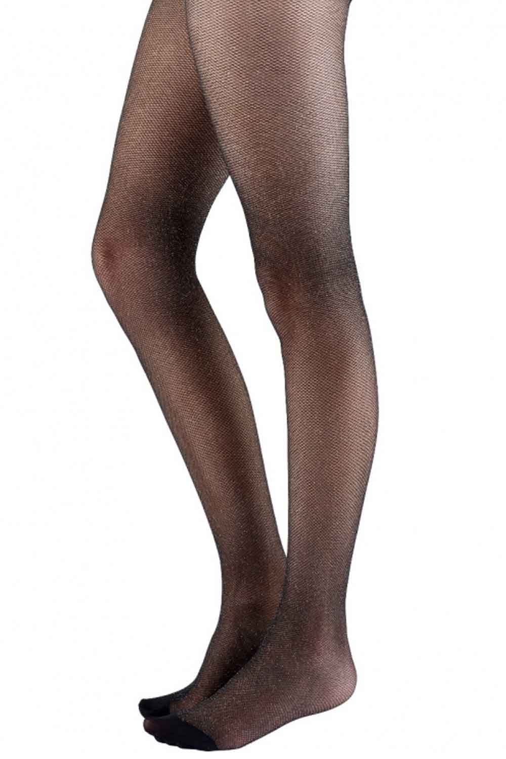 Black/Silver Sparkle Fishnet Tights AYK8