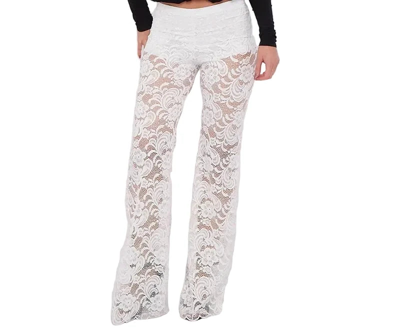 Sheer Floral Lace Trousers